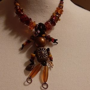 Brown, Amber, Glass Bead Handmade Necklace
